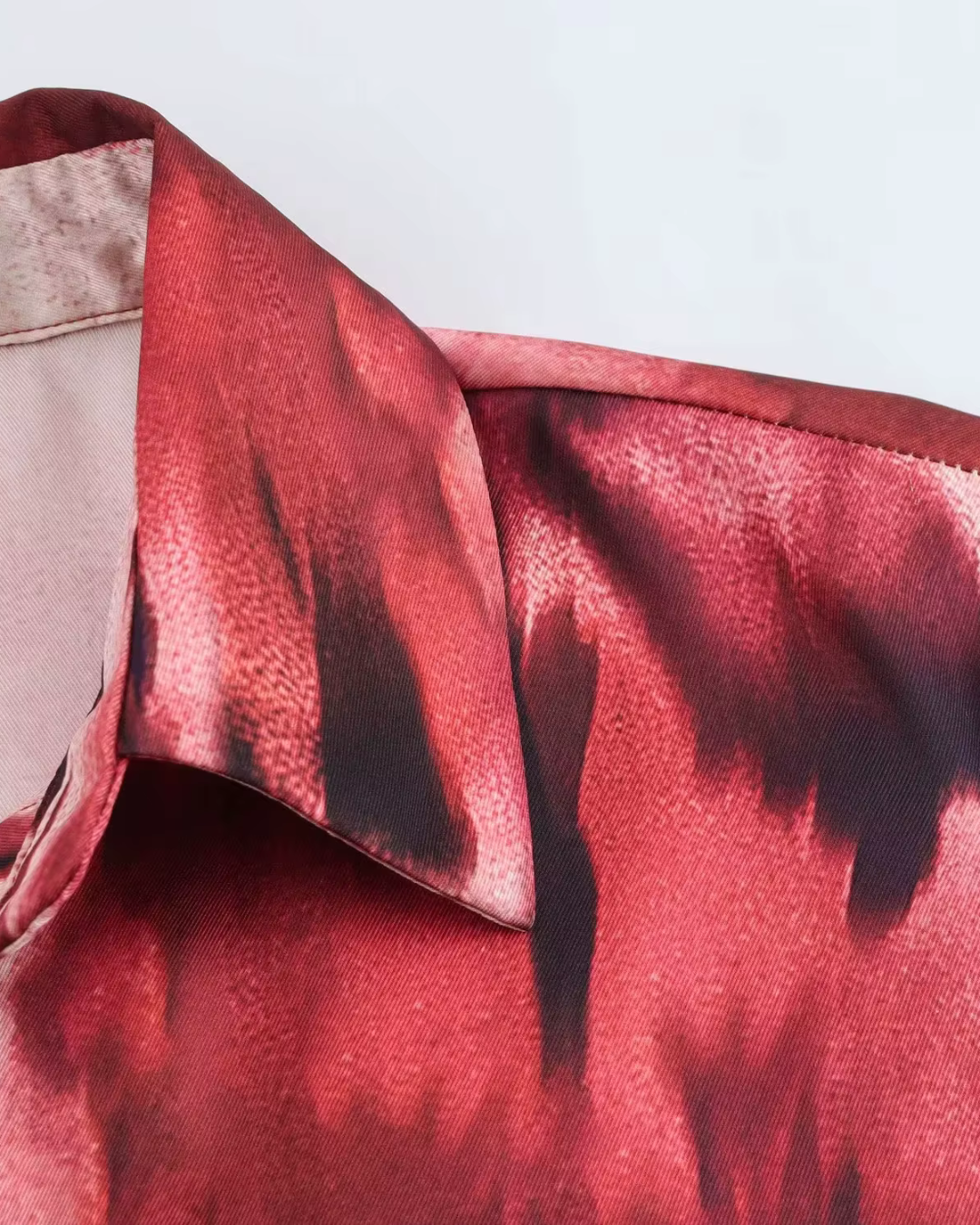 Rode Print Jurk met Sjerp en Kraag voor Dames