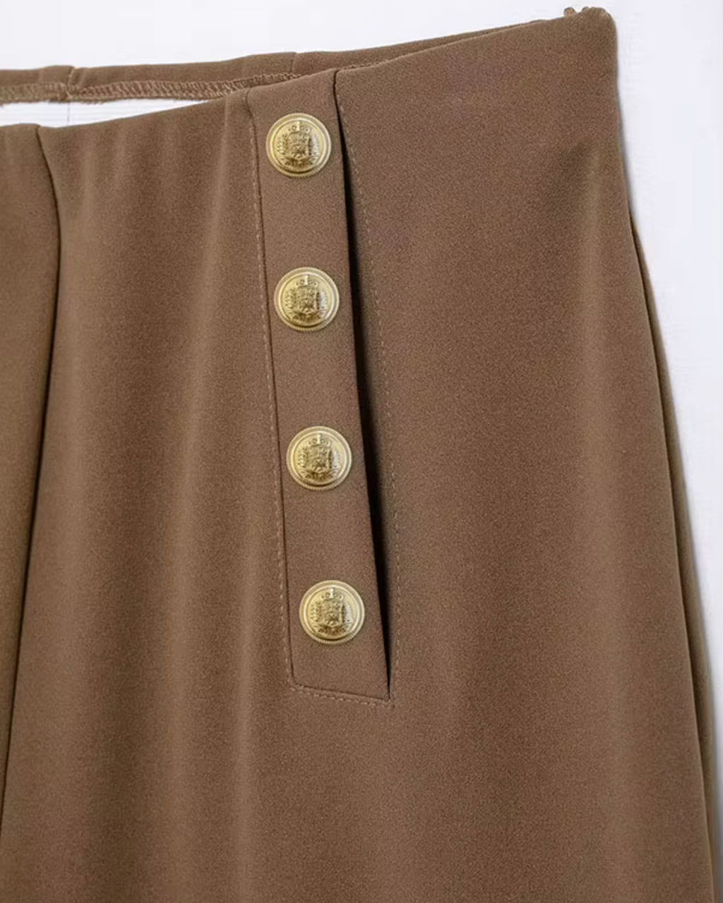 Casual Wijde Pijpen Broek met Knopen voor Dames