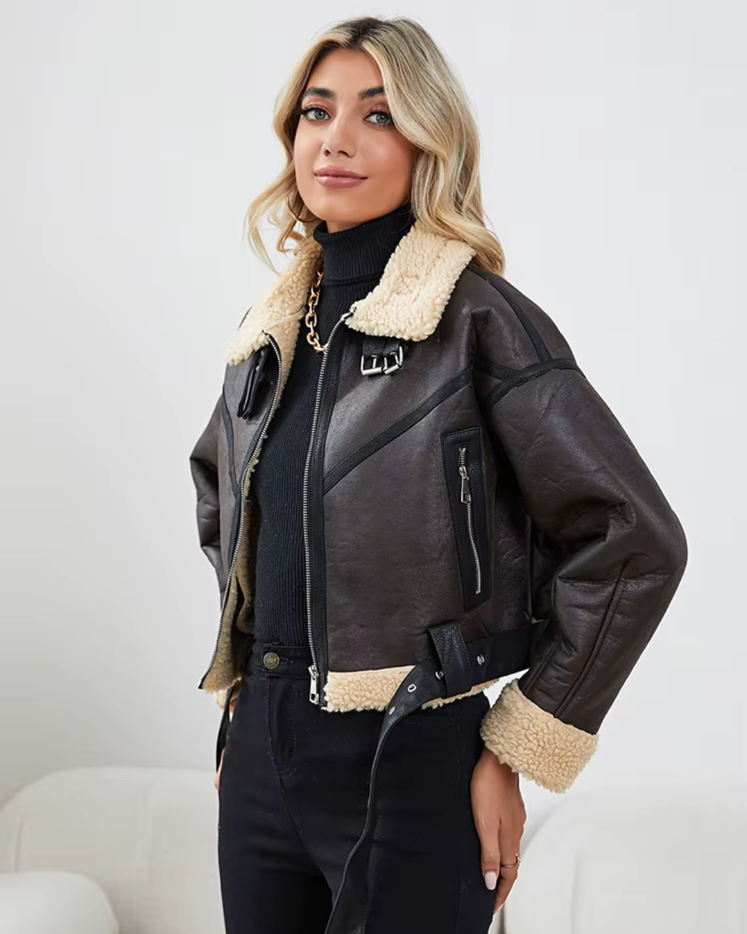 Vintage Leren Aviator Jas voor Dames