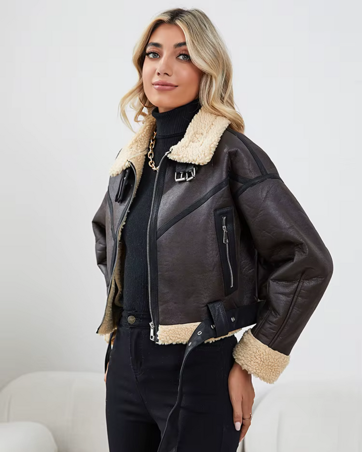 Vintage Leren Aviator Jas voor Dames