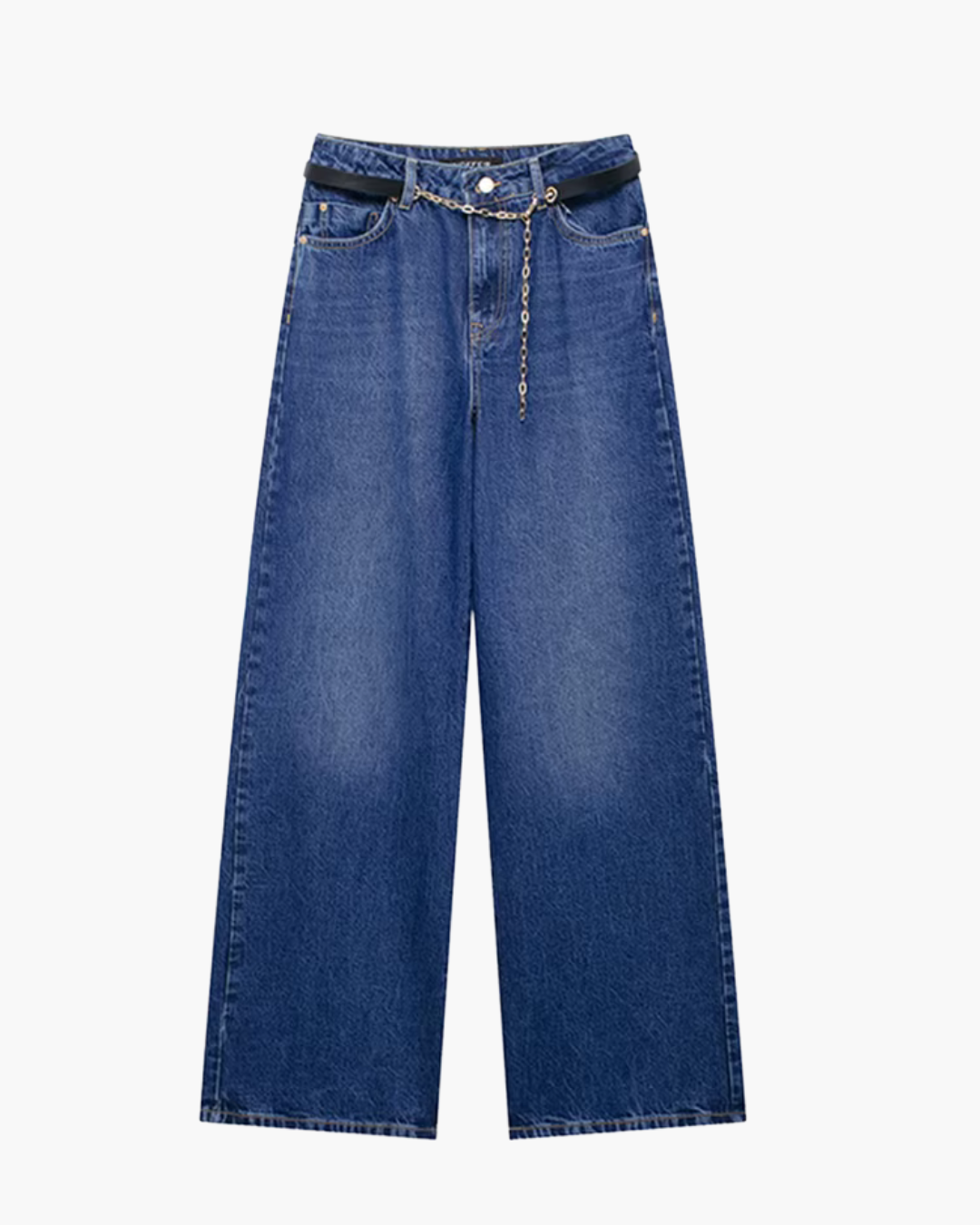 Tweedelige Denim Set met V Hals Top en Broek voor Dames