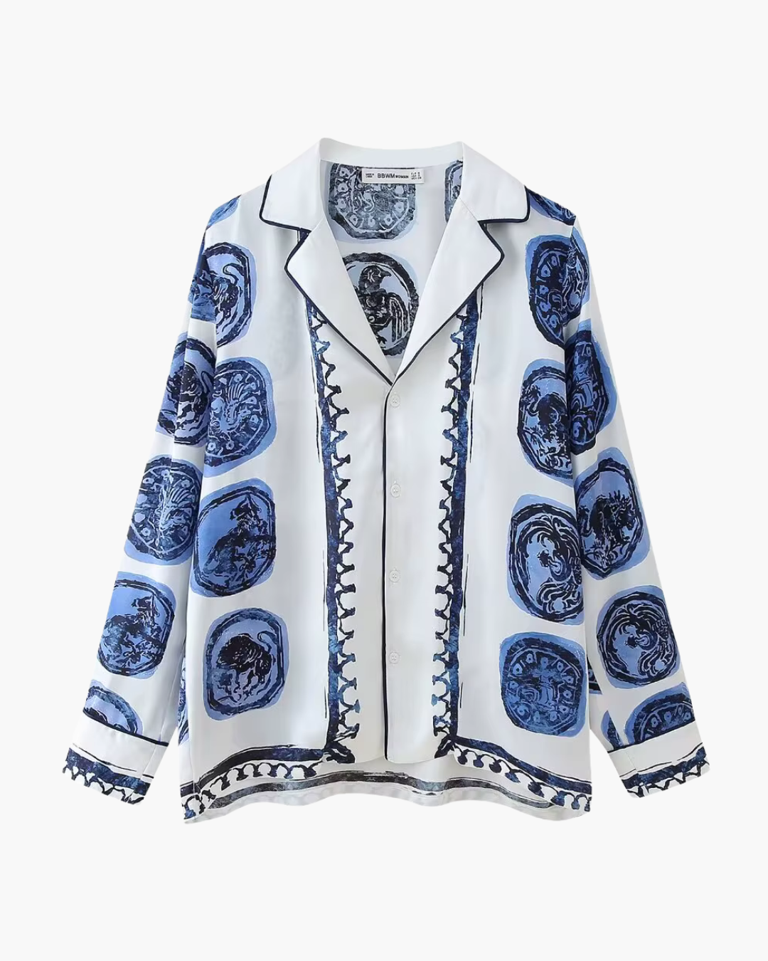 Vintage Casual Dames Pak met Print en Wijde Pijpen voor Dames