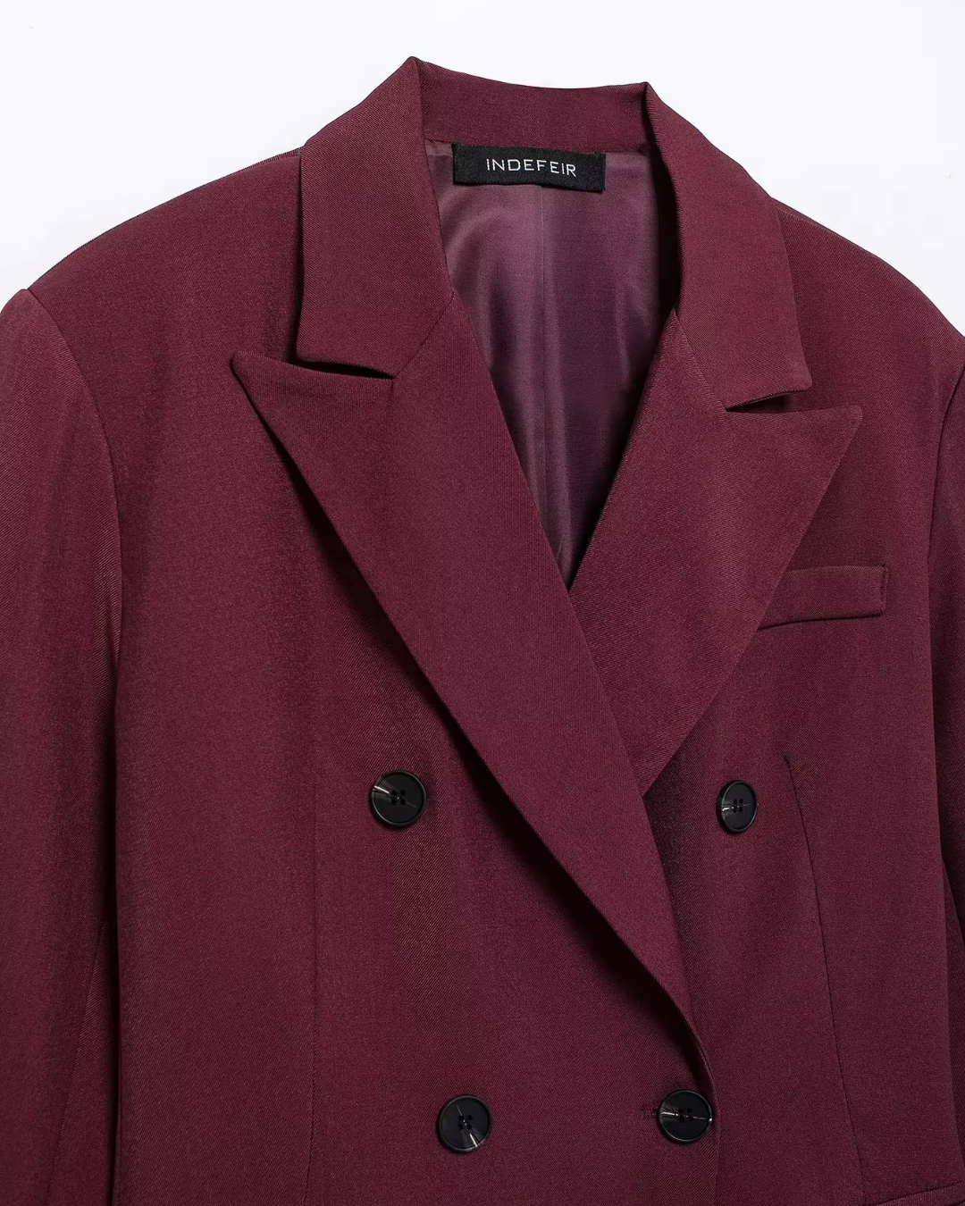 Vintage Bordeaux Rode Blazer en Pantalon Set voor Dames