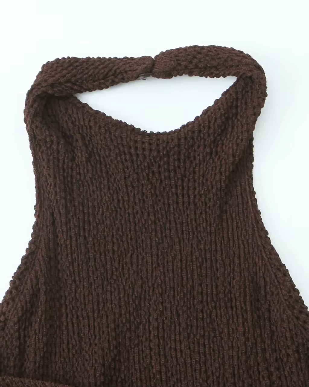 Bruine Halter Midi Jurk met Open Rug voor Dames