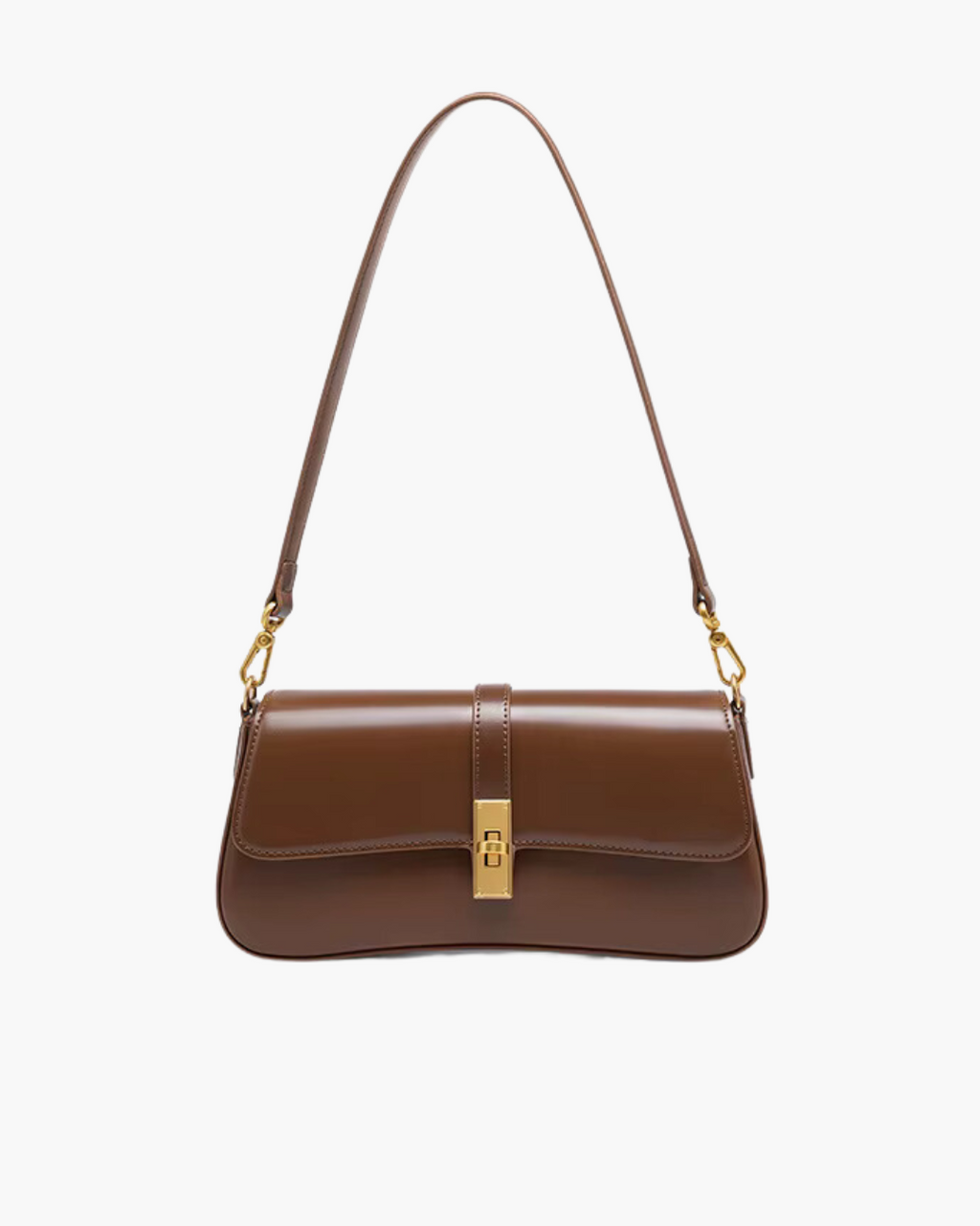 Bruine Leren Schoudertas voor Dames