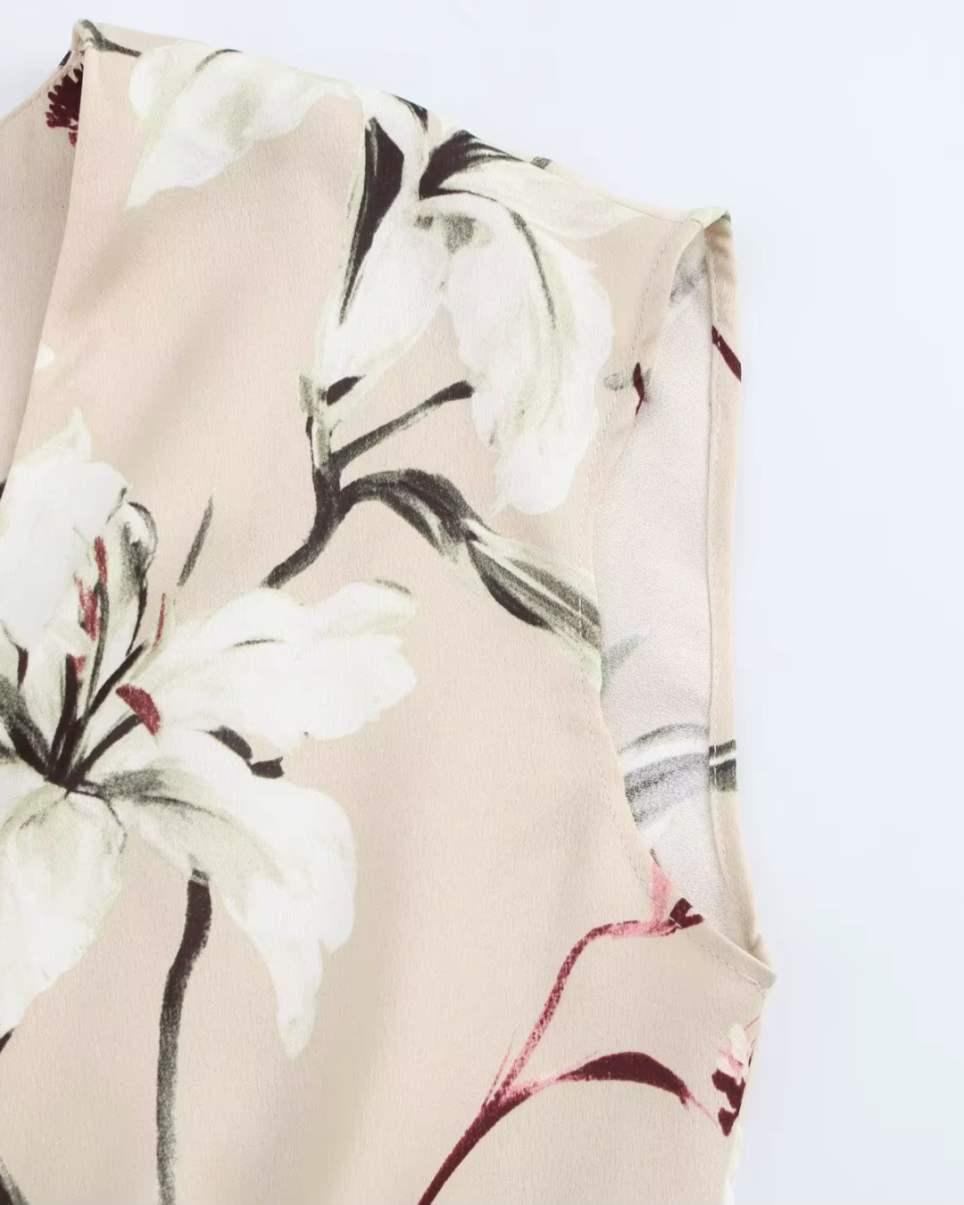 Mouwloze Bloemenprint Jurk met V-hals en Rits voor Dames