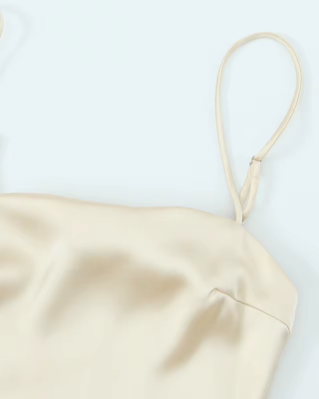 Beige Satijnen Midi Jurk Mouwloos en Backless voor Dames