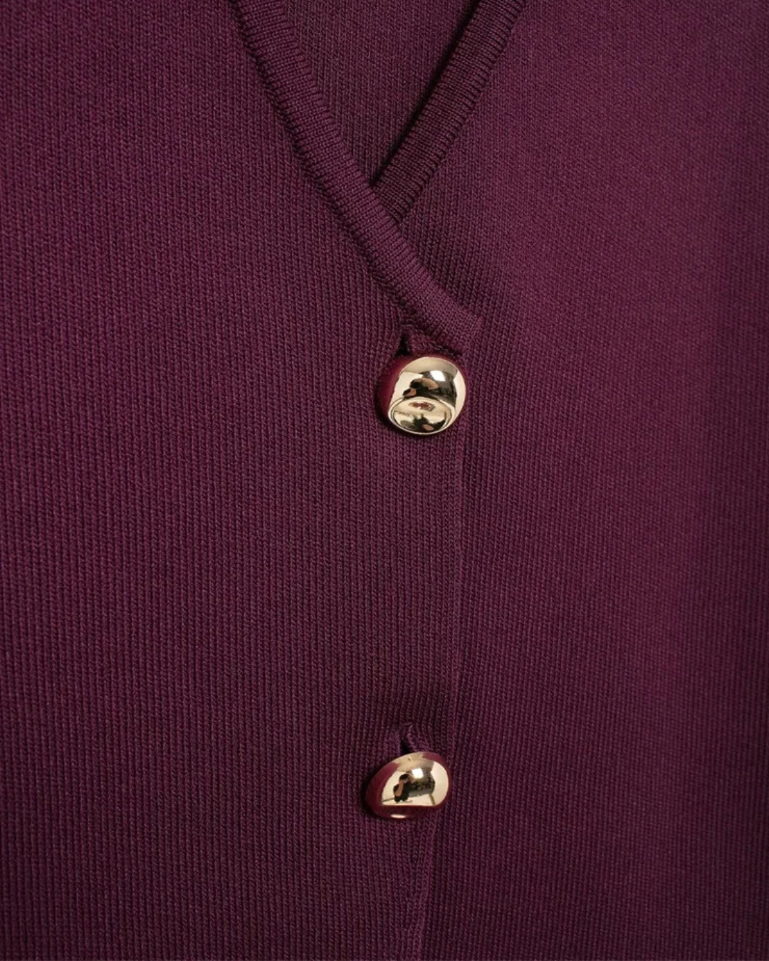 Gebreid Mouwloos V-Hals Vest met Gouden Knopen voor Dames