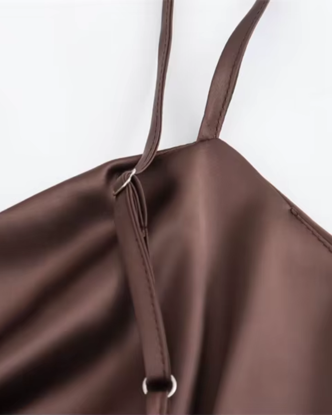 Elegante Satijnen Slip Midi Jurk met Plooien voor Dames