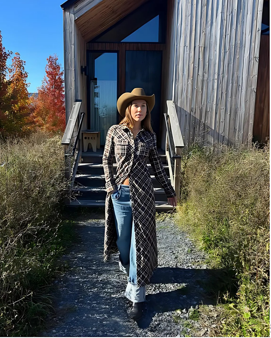 Klassieke Elegante Geruite Midi Jurk voor Dames