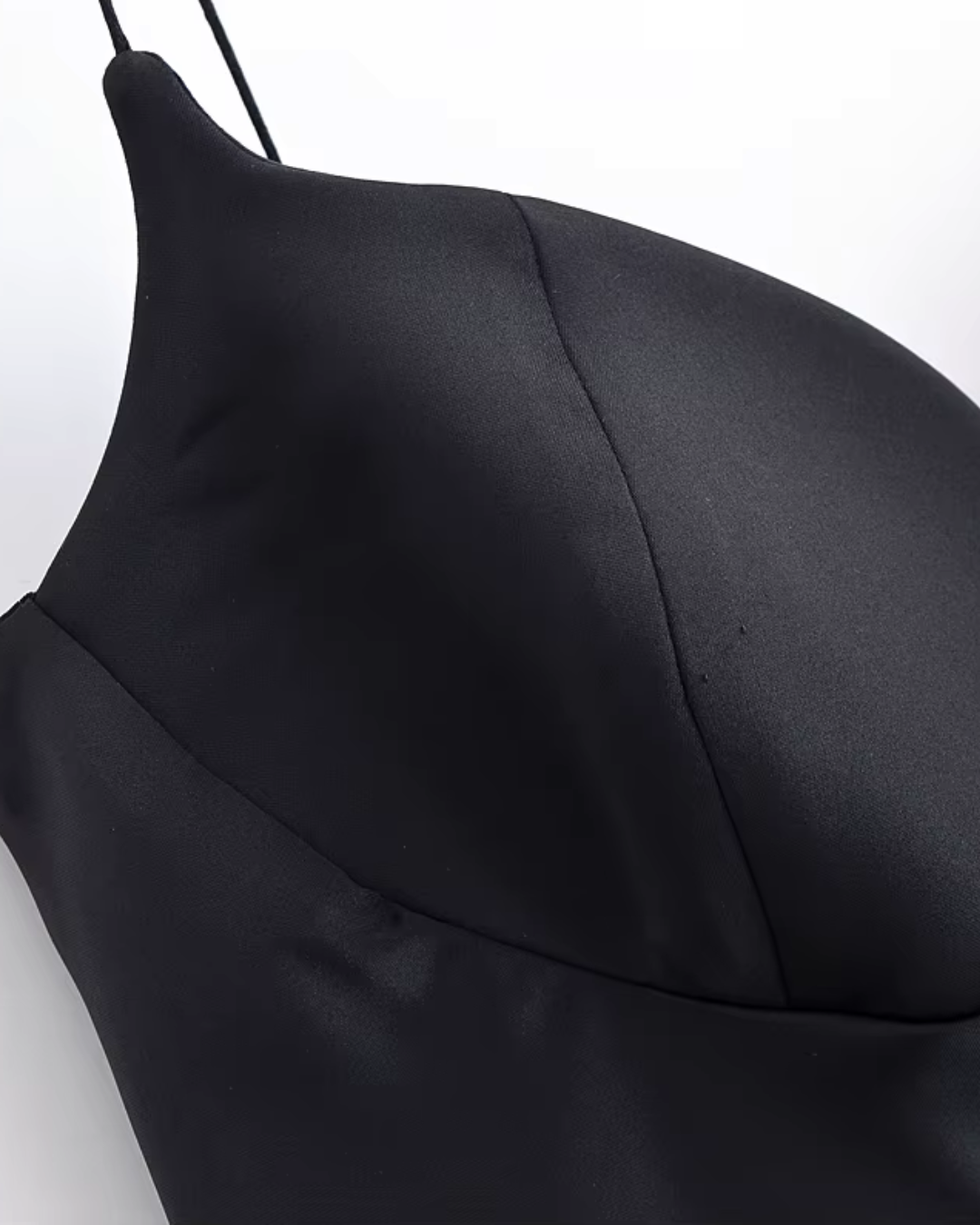 Zwarte Satijnen Jarretel Jurk voor Dames