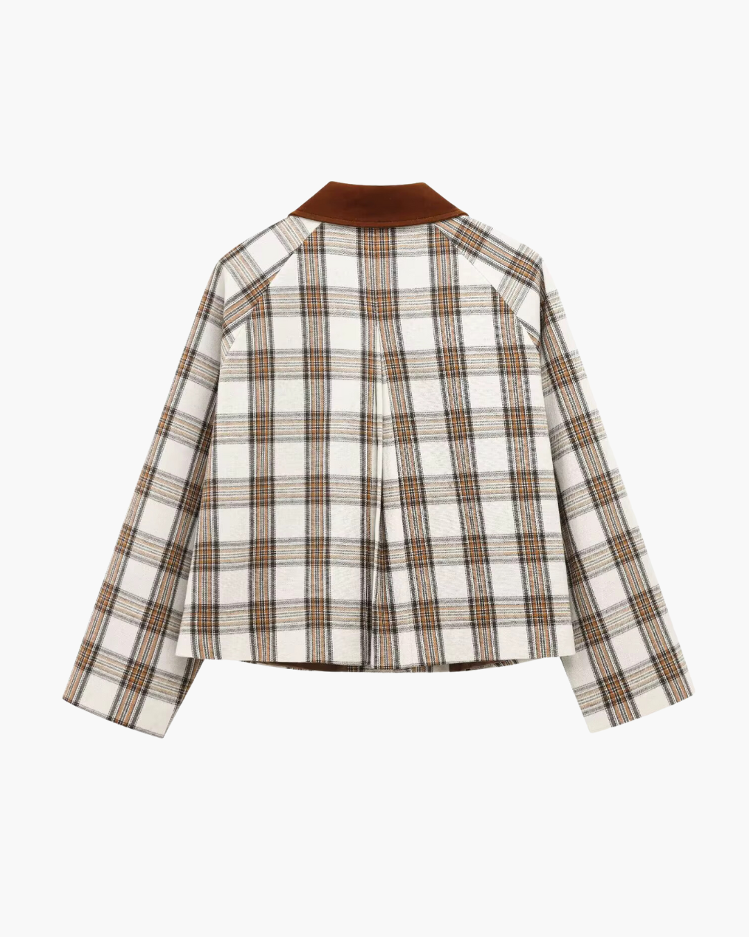 Voorjaarsjas met Ruiten en Lange Mouwen met Kraag en Ritssluiting voor Dames