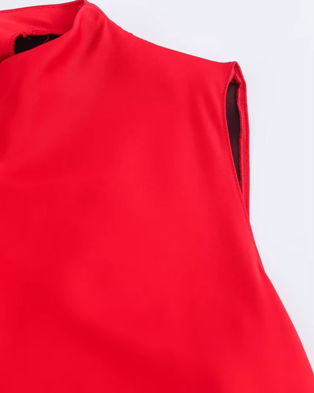 Rode Satijnen Geplooide Midi-Jurk met Open Rug voor Dames