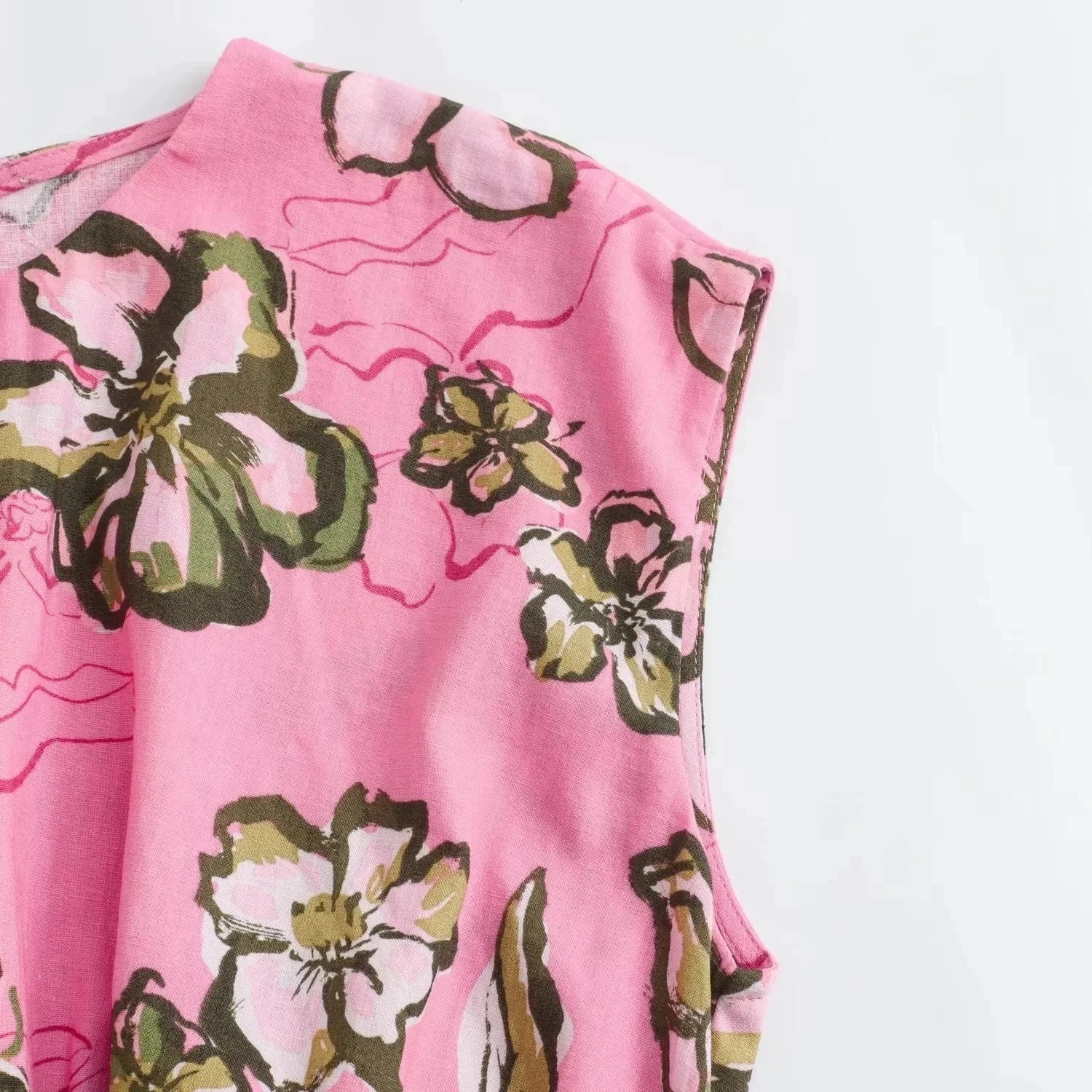 Vintage Mouwloze Rechte Zomerjurk met O-Hals voor Dames