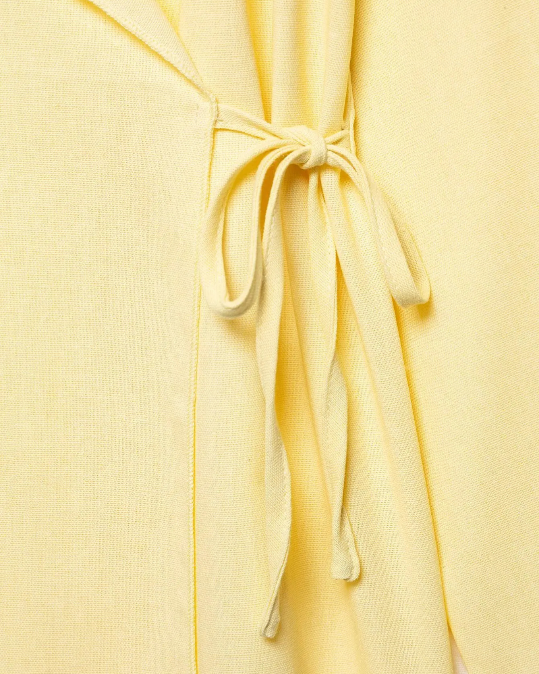 Linnen 2-Delige Set - Kimono Stijl Lace-Up Top & Wijde Broek voor Dames