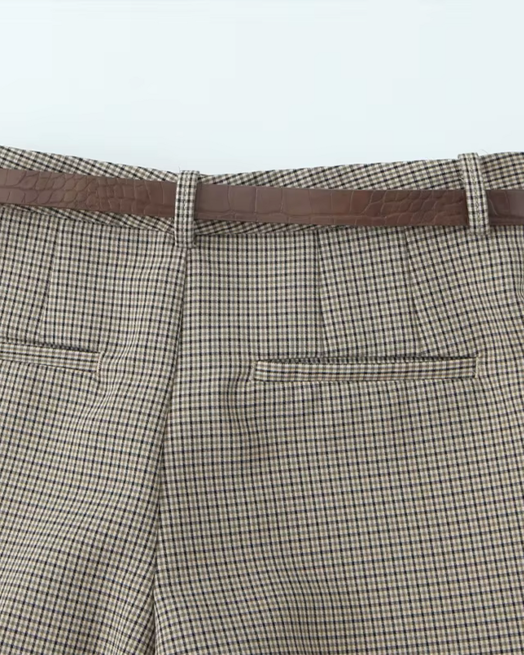 Geruite Hoge Taille Pantalon met Rechte Pijpen en Bijpassende Riem voor Dames