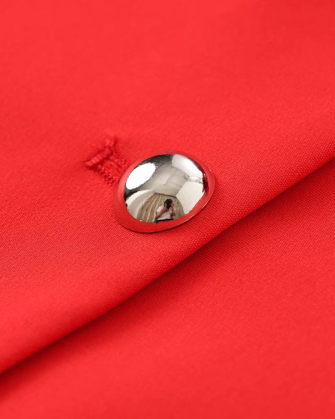 Elegante Rode Korte Jas met Revers en Knopen voor Dames