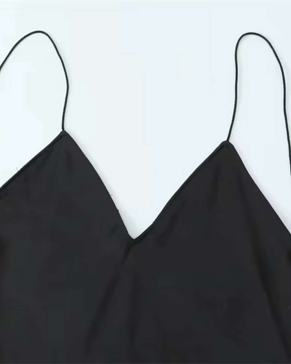 Satijnen Lange Zwarte Jurk met Spaghetti Bandjes voor Dames