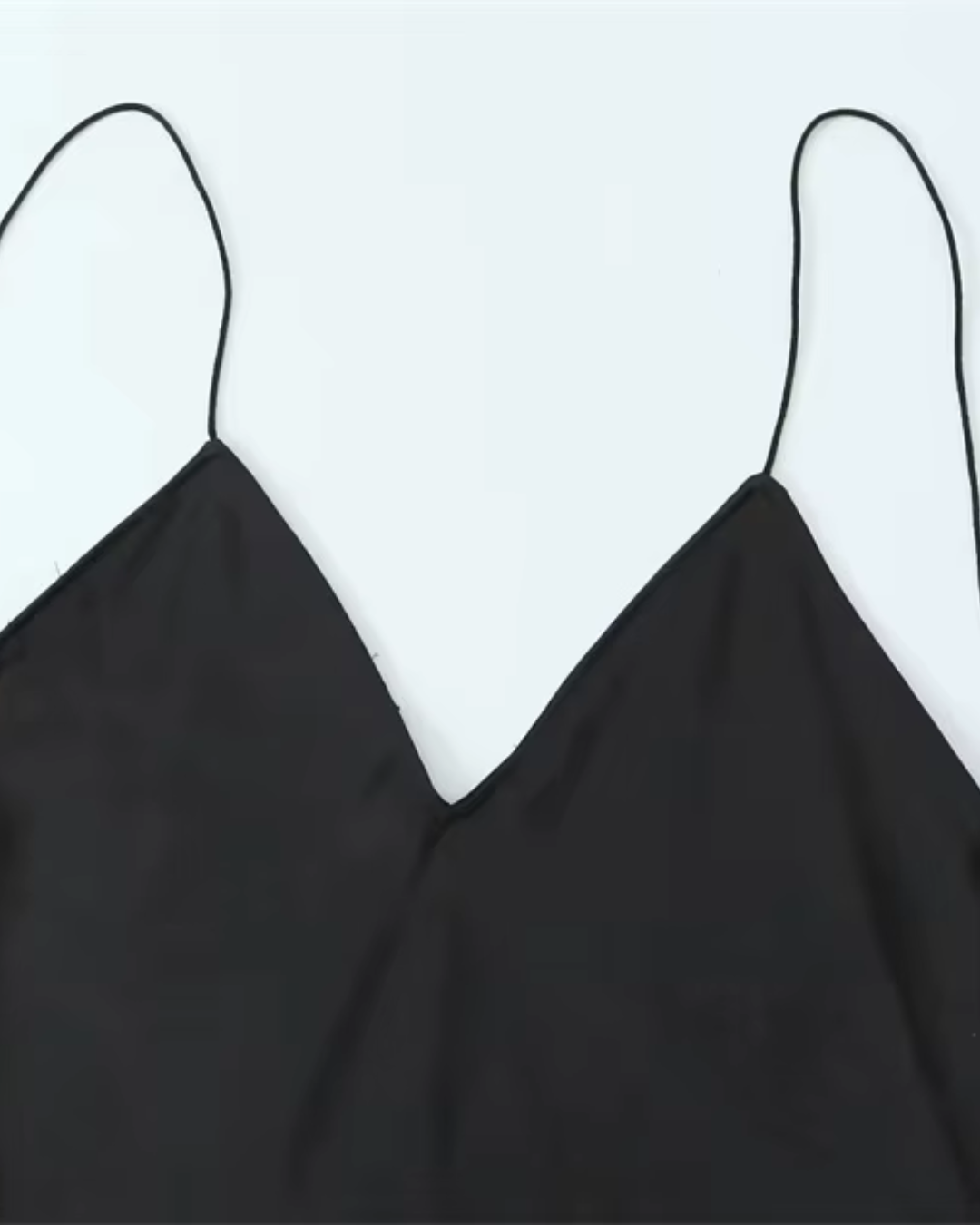 Satijnen Lange Zwarte Jurk met Spaghetti Bandjes voor Dames