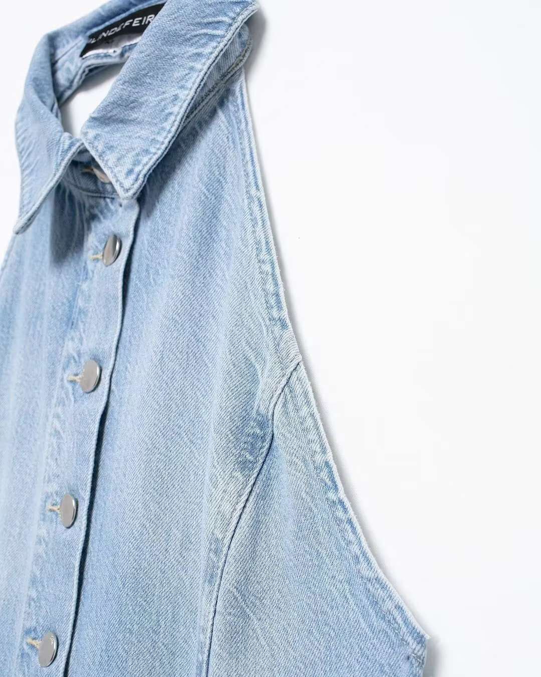 Stijlvolle Mouwloze Denim Jumpsuit met Wijde Pijpen voor Dames