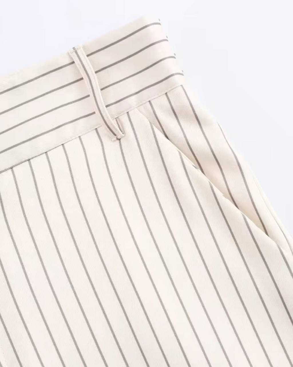 Gestreepte Crème Hoge Taille Broek voor Dames