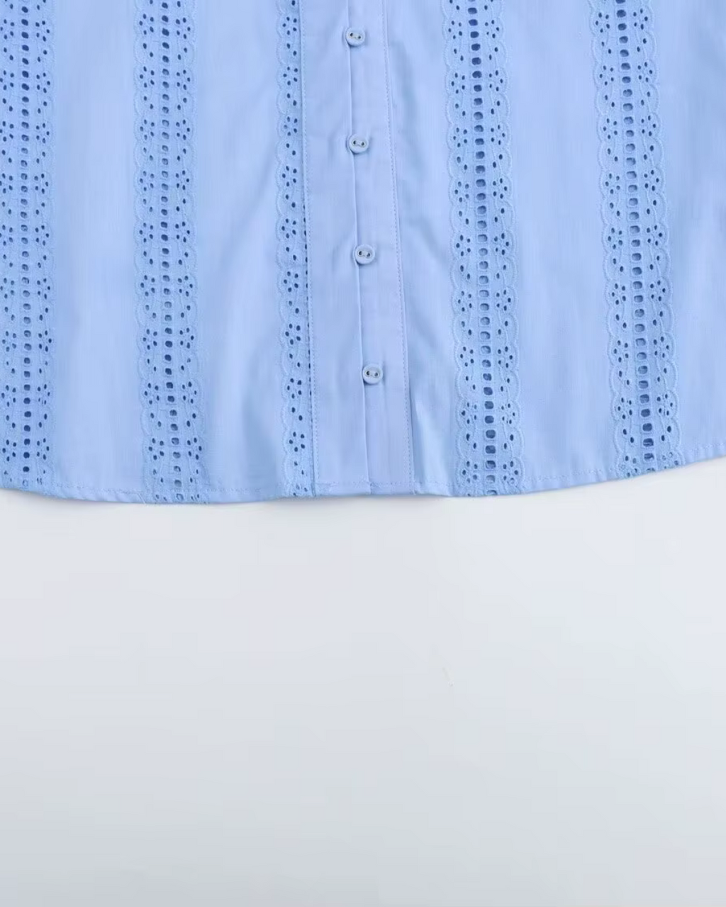 Geborduurd Overhemd met Veters en Pofmouwen voor Dames
