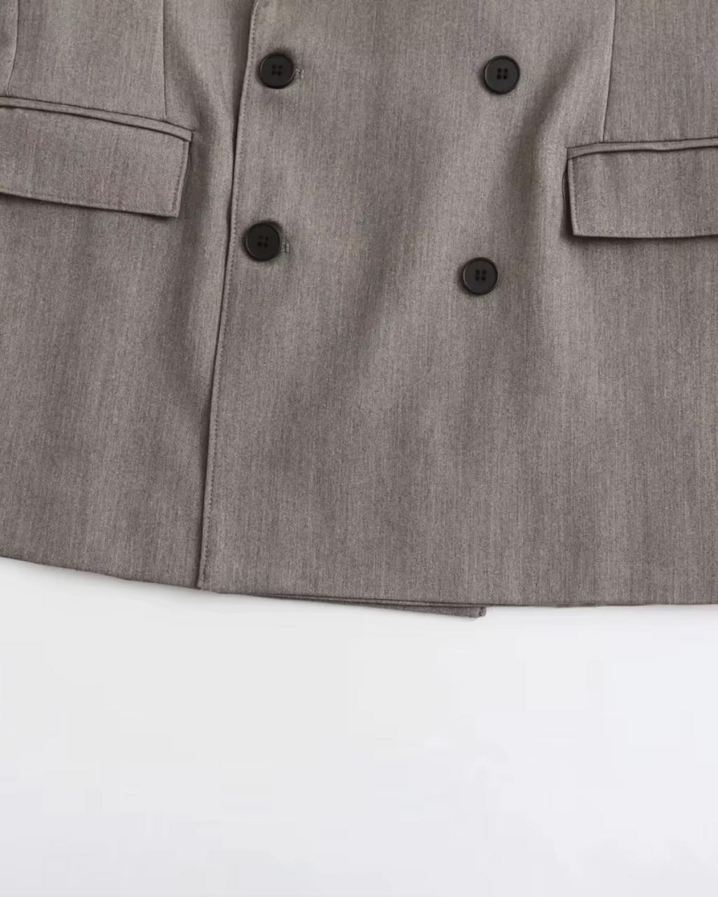 Vintage Office Grijze Blazer en Broek Set voor Dames