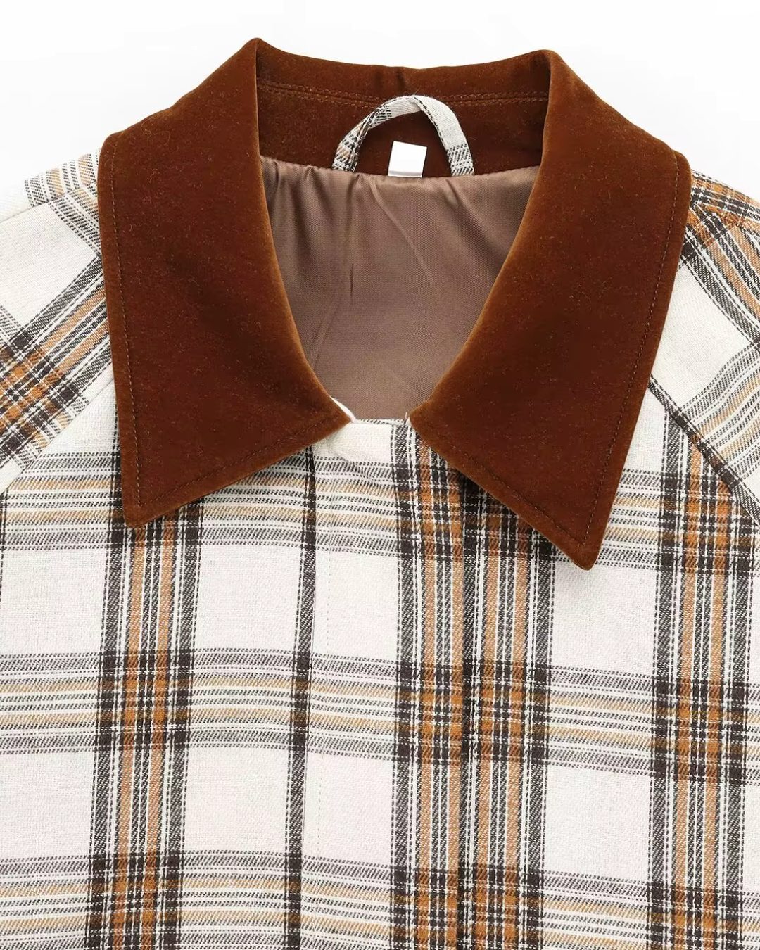 Voorjaarsjas met Ruiten en Lange Mouwen met Kraag en Ritssluiting voor Dames