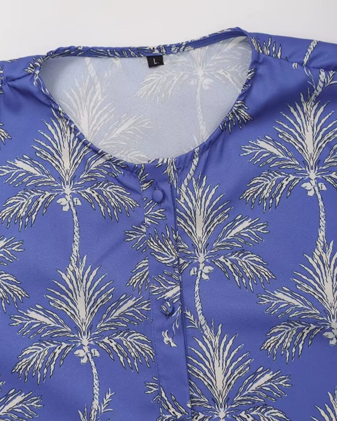 Elegante Luchtige Comfortabele Blauwe Bloemen Set voor Dames