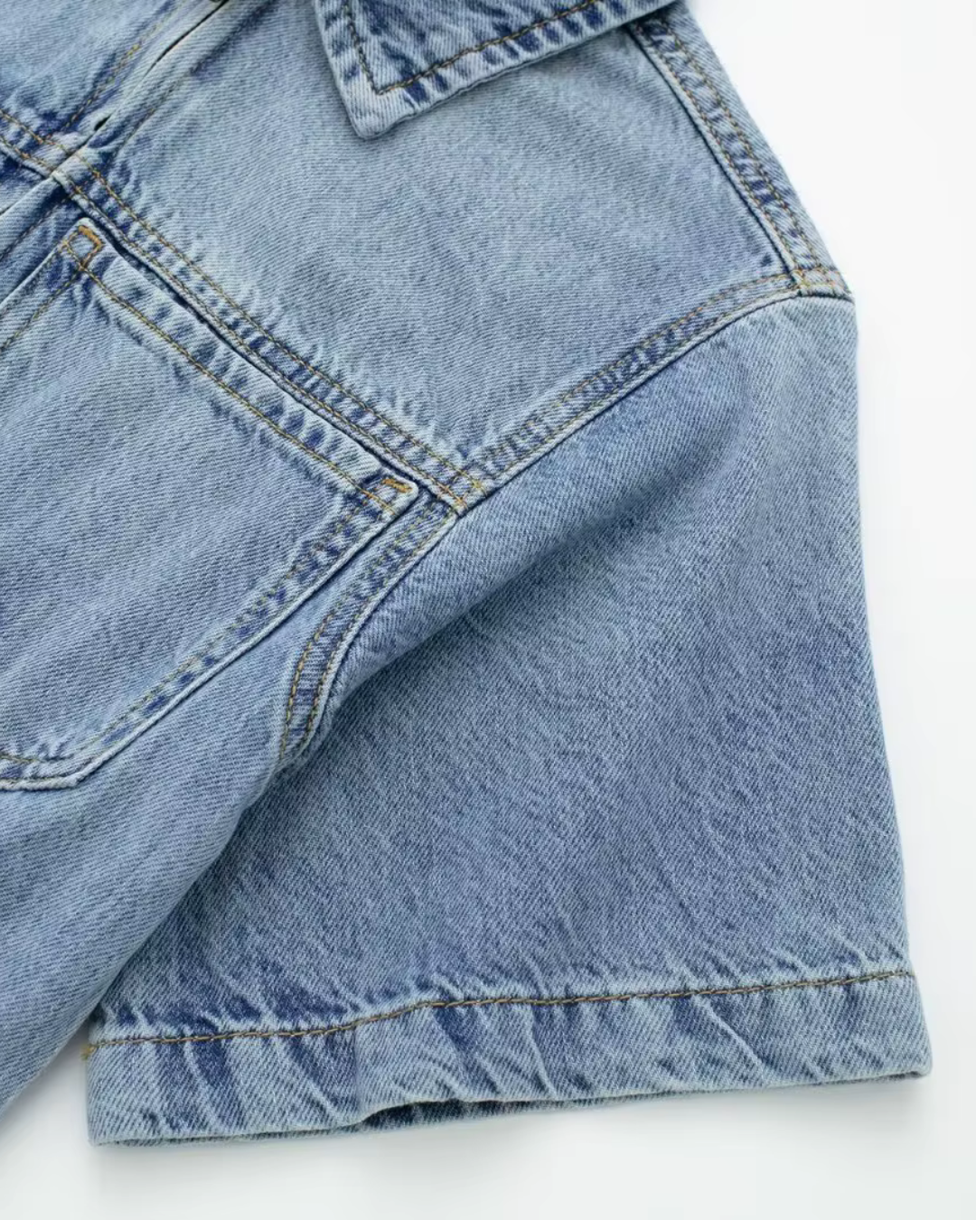 Vintage Blauwe Denim Jumpsuit met Ritssluiting voor Dames