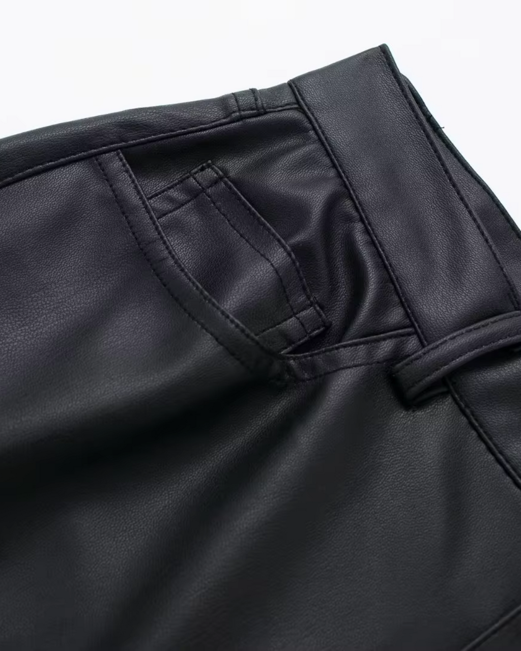 Hoge Taille Kunstleren Broek met Wijde Pijpen voor Dames