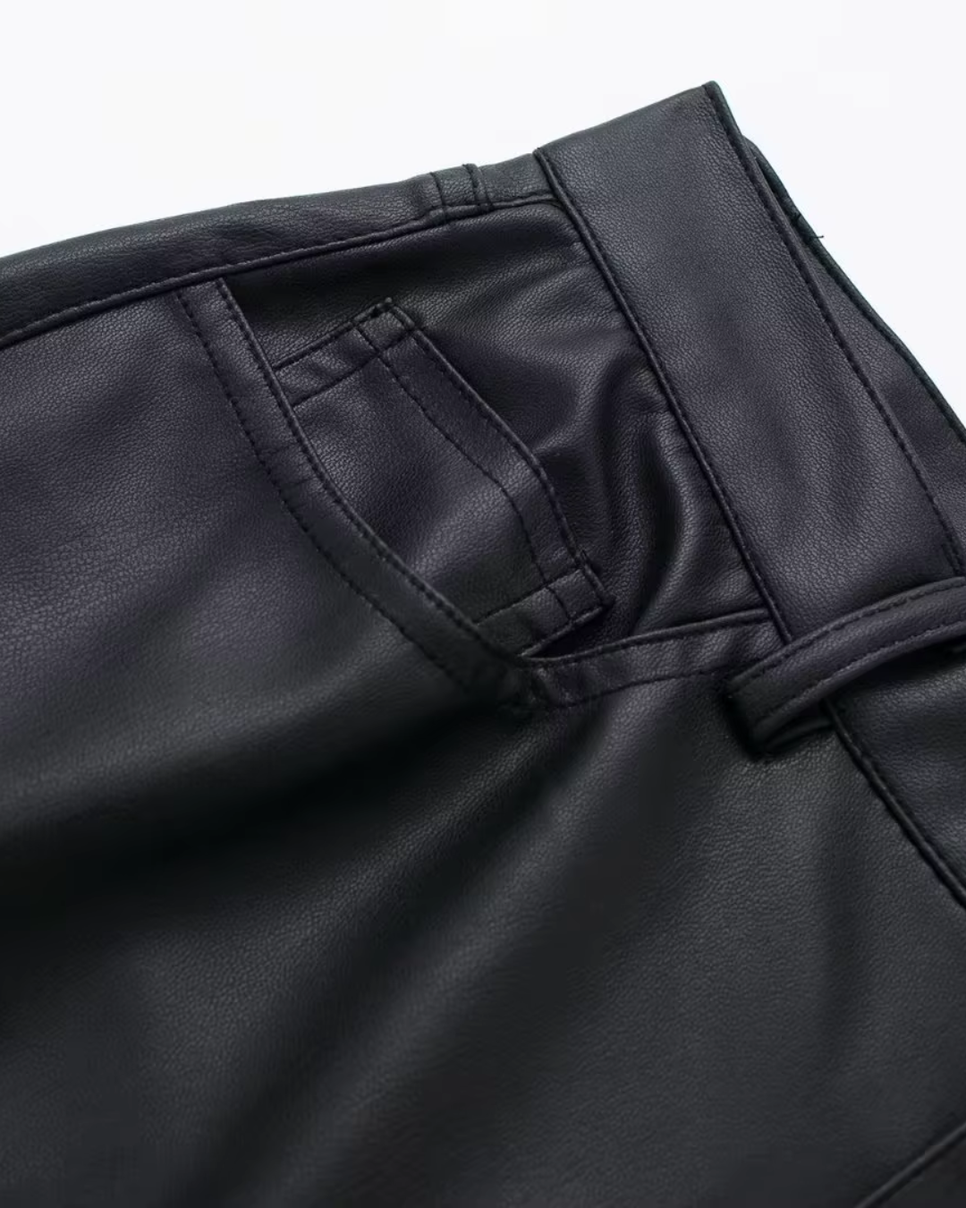 Hoge Taille Kunstleren Broek met Wijde Pijpen voor Dames