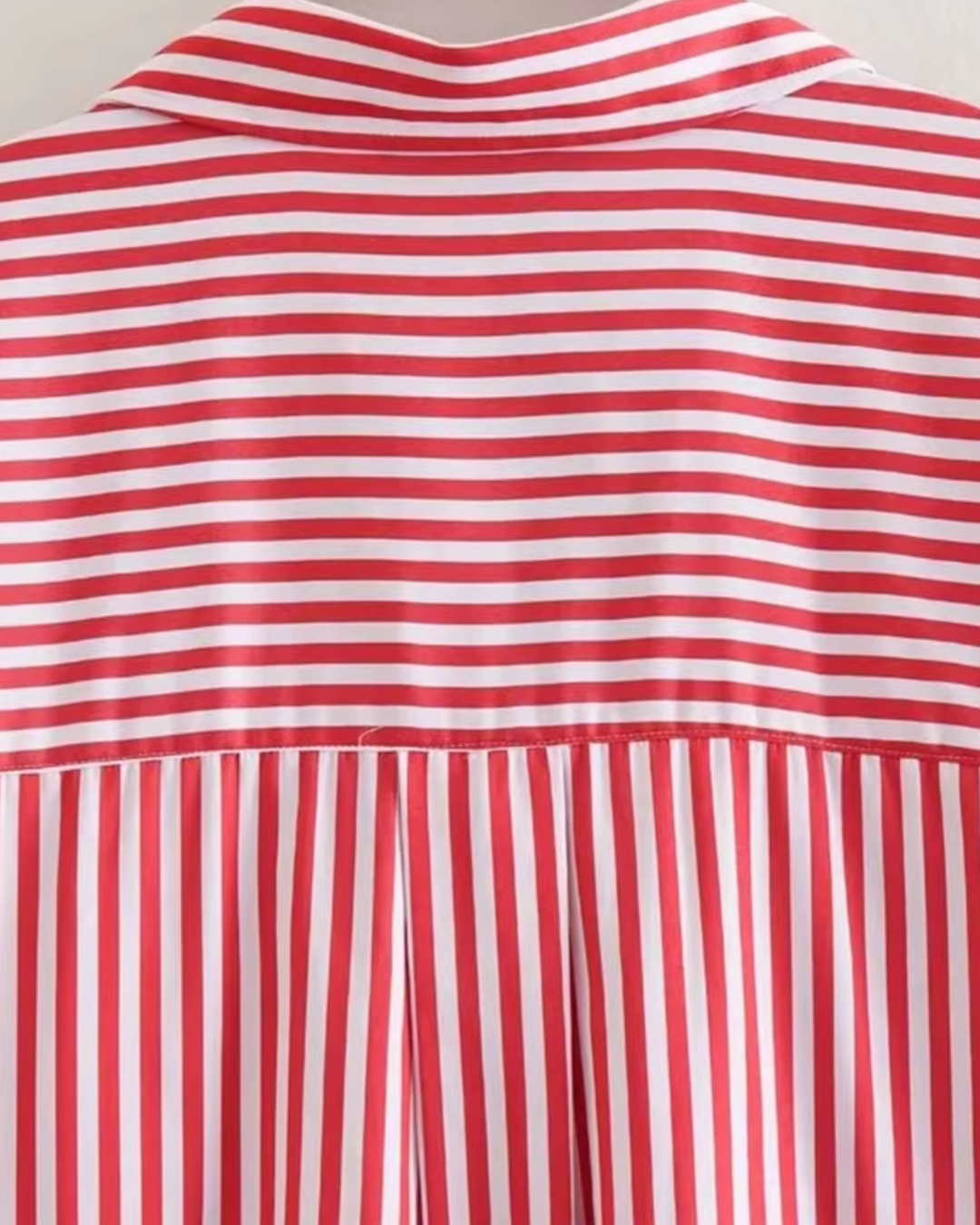 Rode Gestreepte Oversized Popeline Blouse Voor Dames