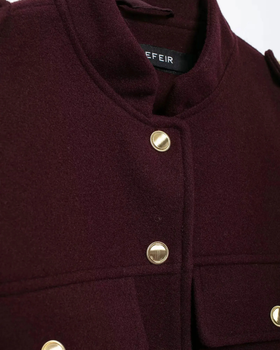 Bordeaux Rode Streetstyle Jas met Revers en Zakken voor Dames