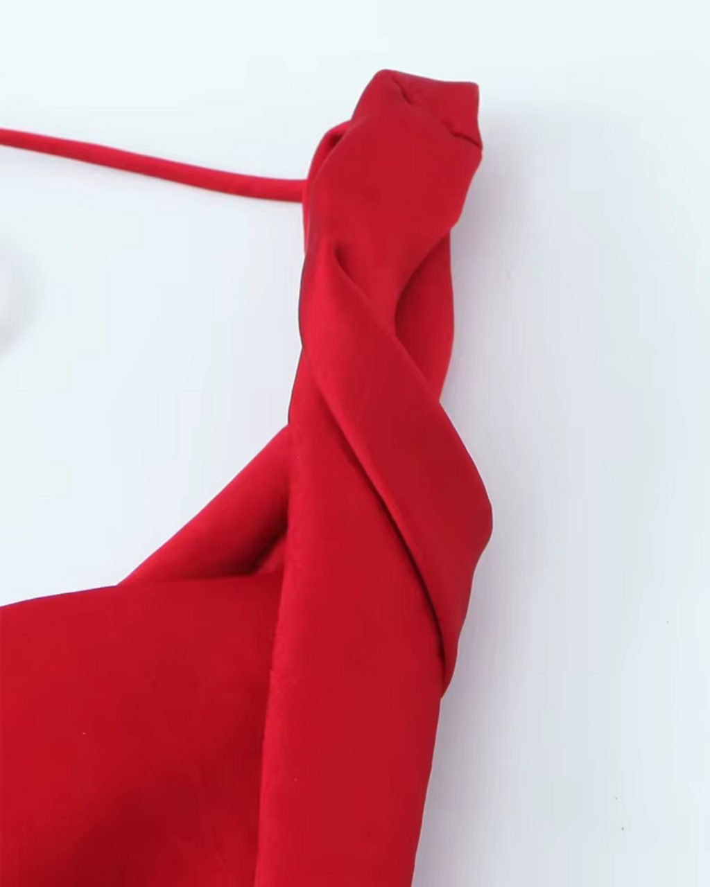 Rode Satijnen Lange Jurk met Spaghetti Bandjes en Open Rug voor Dames