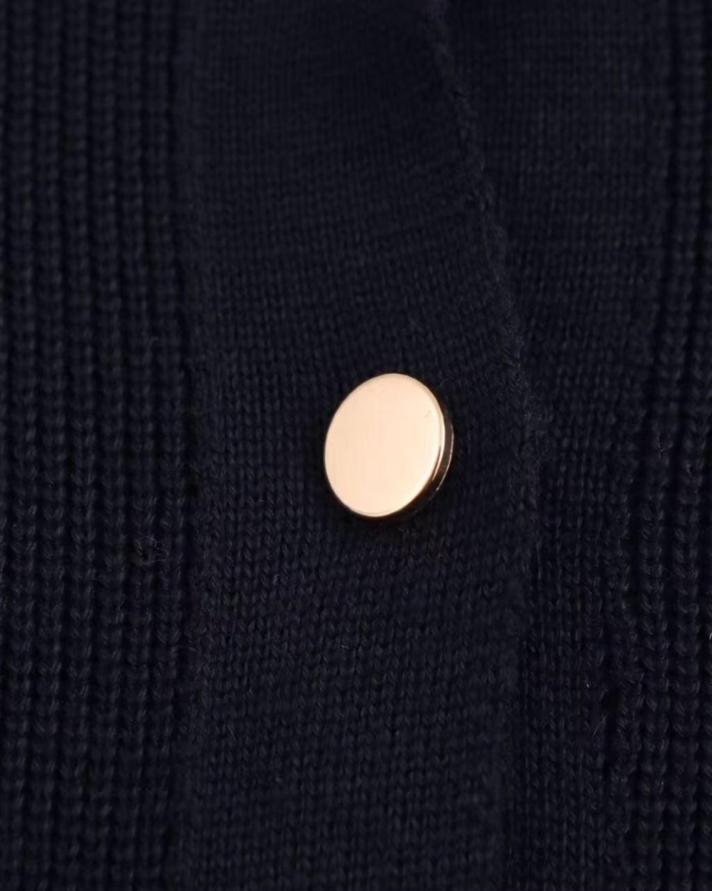 Marine Blauwe Wollen Jurk met Gouden Knopen voor Dames