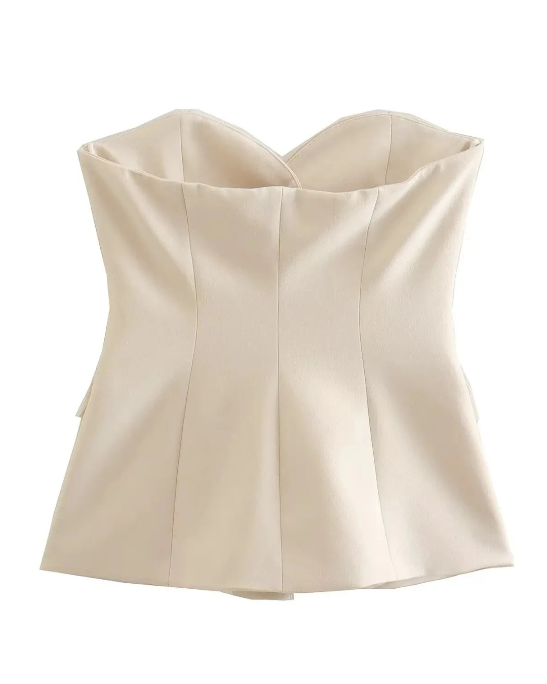 Tweedelig Set met Strapless Top en Rechte Wijde Broek voor Dames