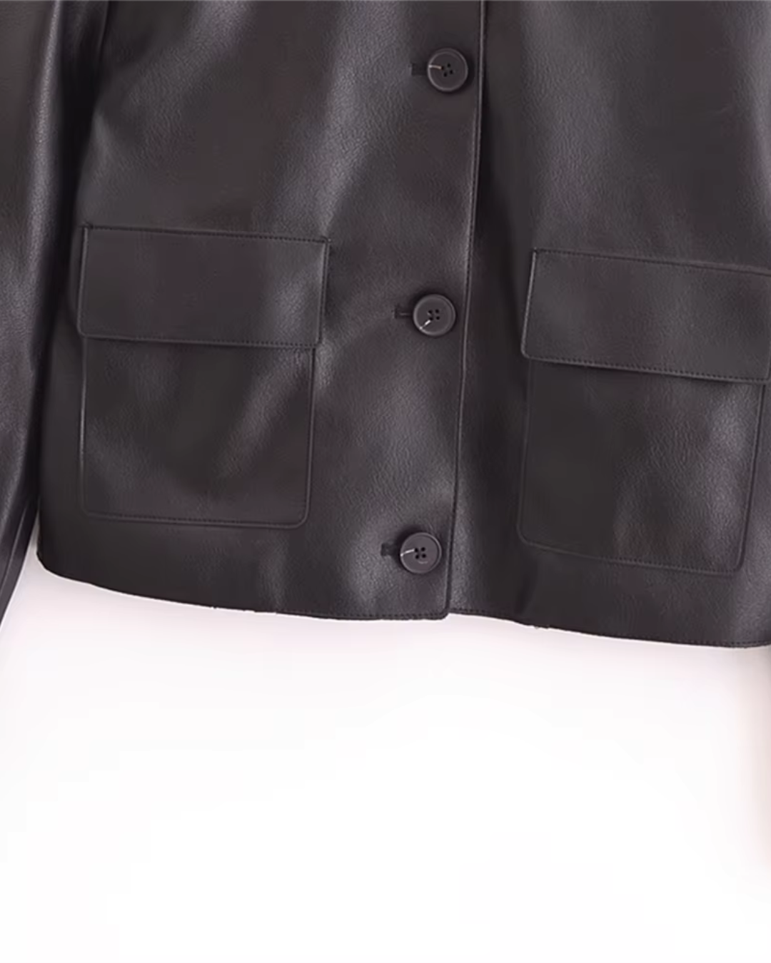 Stijlvolle Zwarte Diervriendelijke Leren Jas