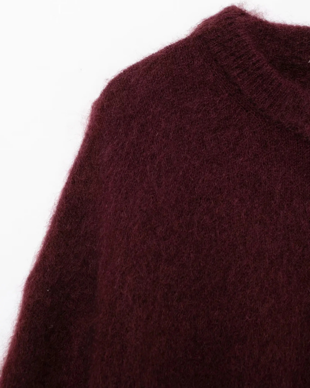 Bordeaux Rode Warme Losse Fuzzy Trui voor Dames