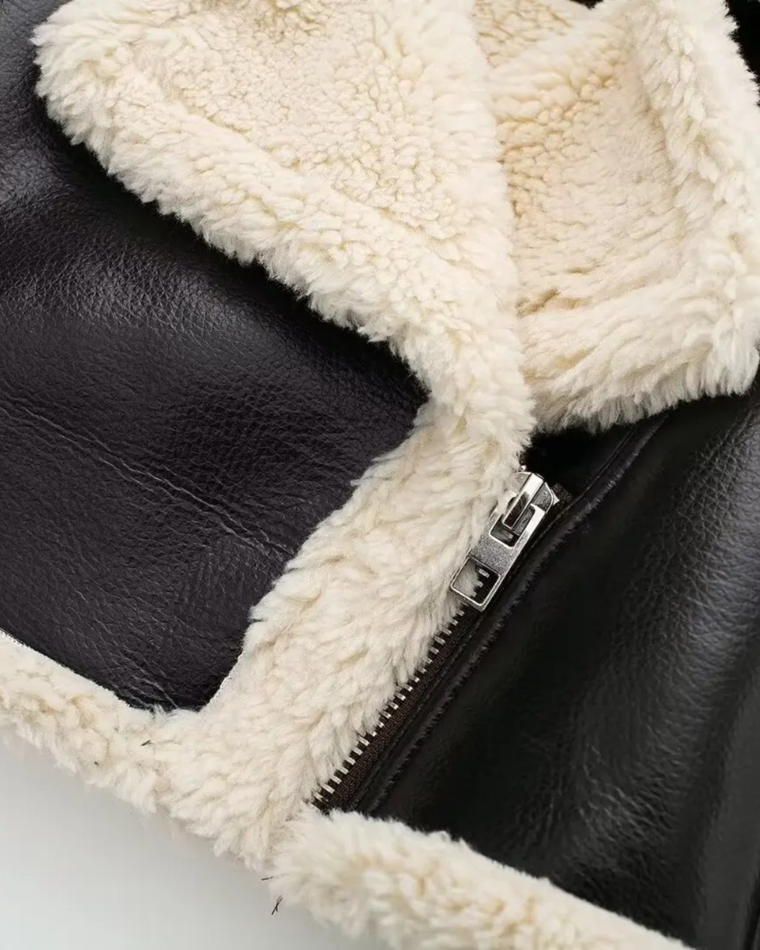 Vintage Kunstleren Jas met Revers en Lange Mouwen voor Dames