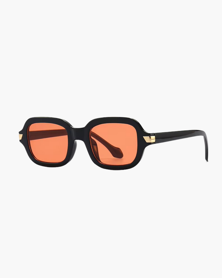 Vintage Vierkante Oranje Vrouwen Zonnebril Met Zwarte Montuur