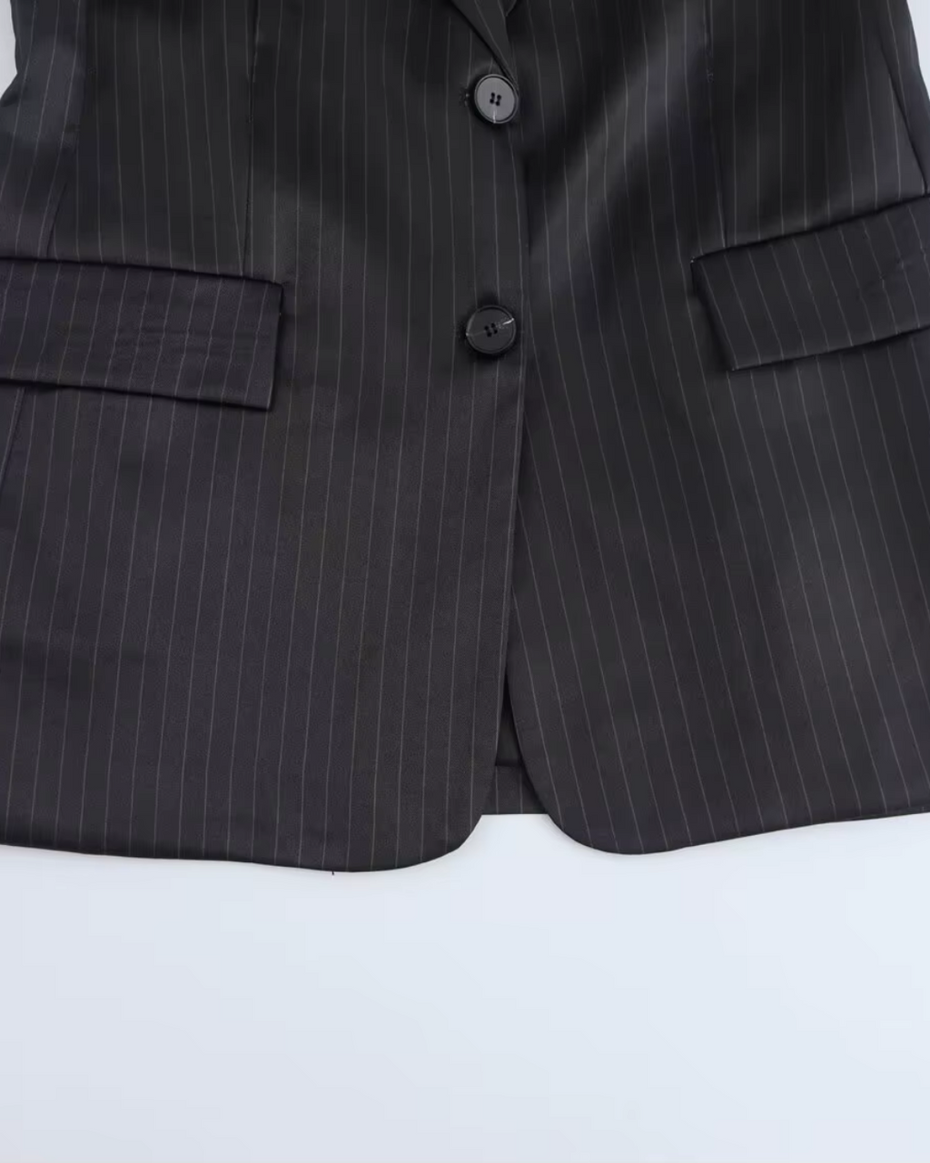 Gestreepte Zwarte Tweedelige Blazer en Broek Set voor Dames