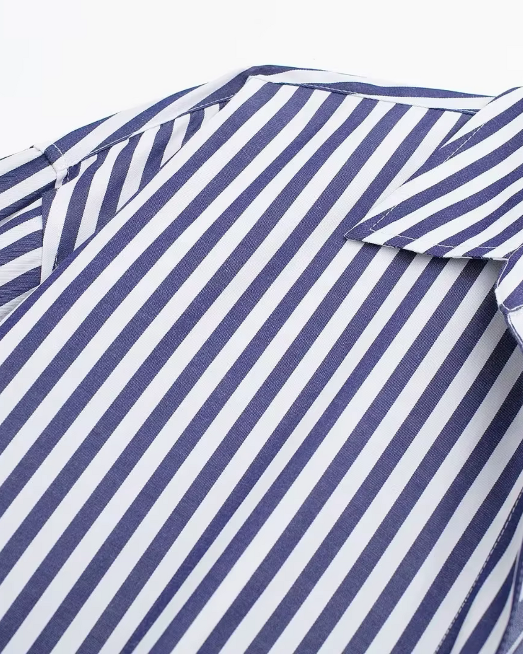 Blauw-Wit Poplin Blouse voor Dames