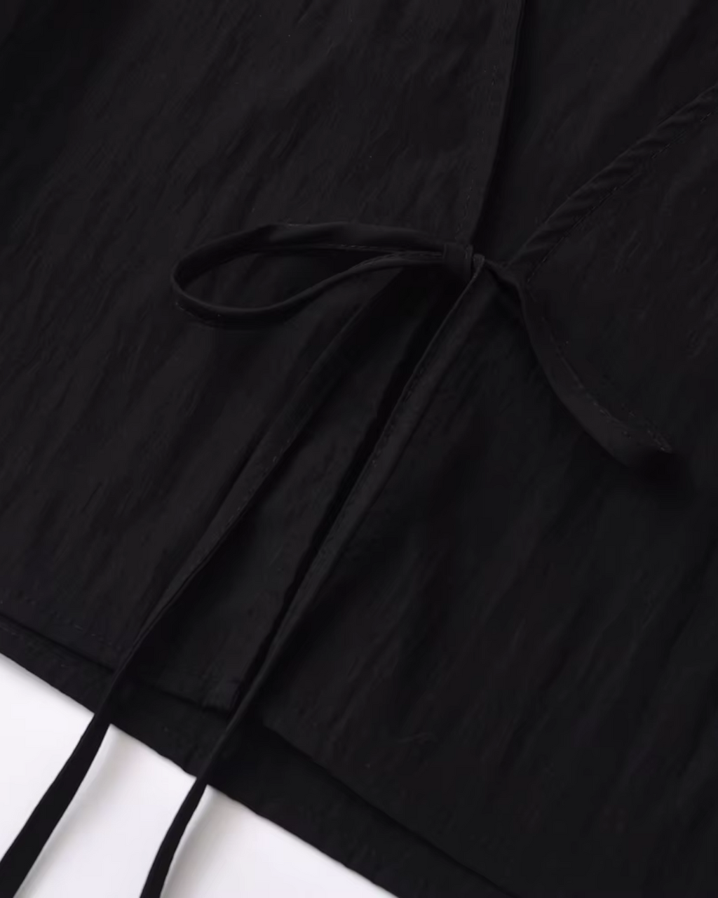 Chique V-Hals Gebonden Zwarte Cropped Blouse voor Dames