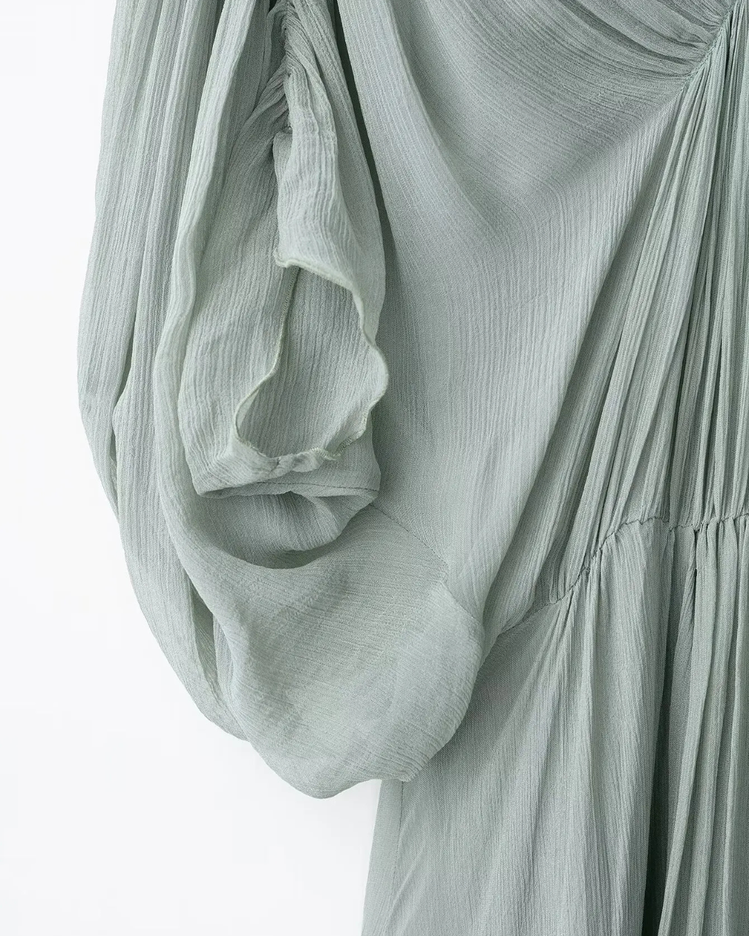 Lange V-hals Zomerjurk met Plooien en Korte Mouw voor Dames