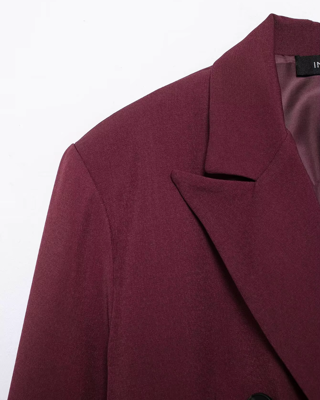 Vintage Bordeaux Rode Blazer en Pantalon Set voor Dames