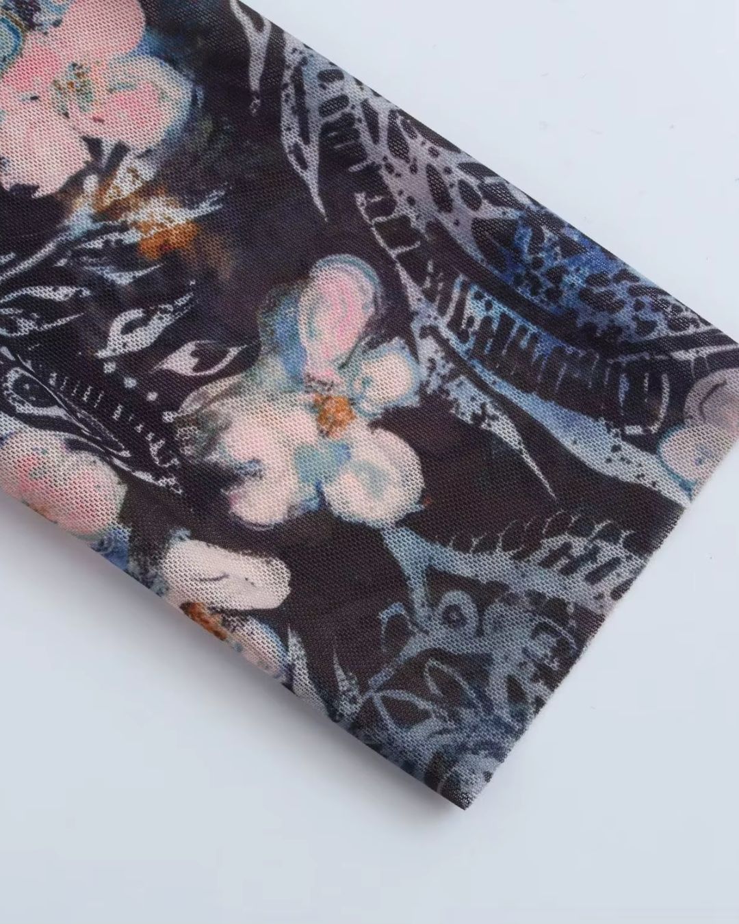 Asymmetrisch Blote Schouder Tule Maxi Jurk met Bloemenprint voor Dames