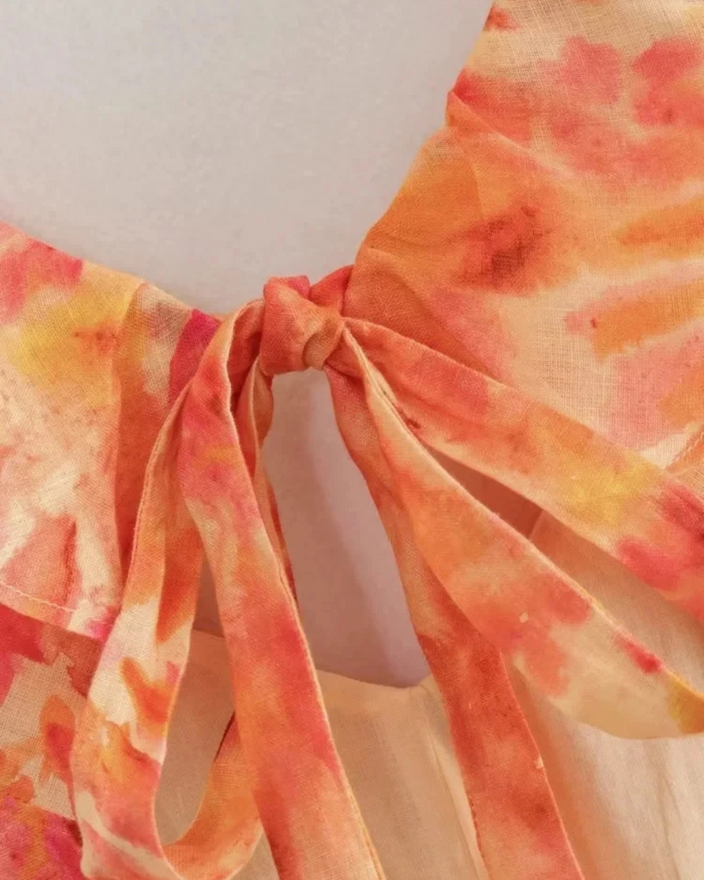 Oranje Backless Maxi Jurk met Ruche en Print voor Dames