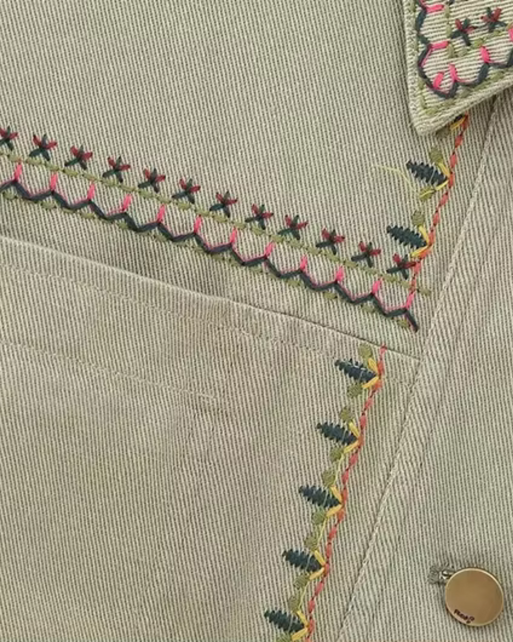 Herfst Mode Vintage Borduurwerk Denim Blouse voor Dames