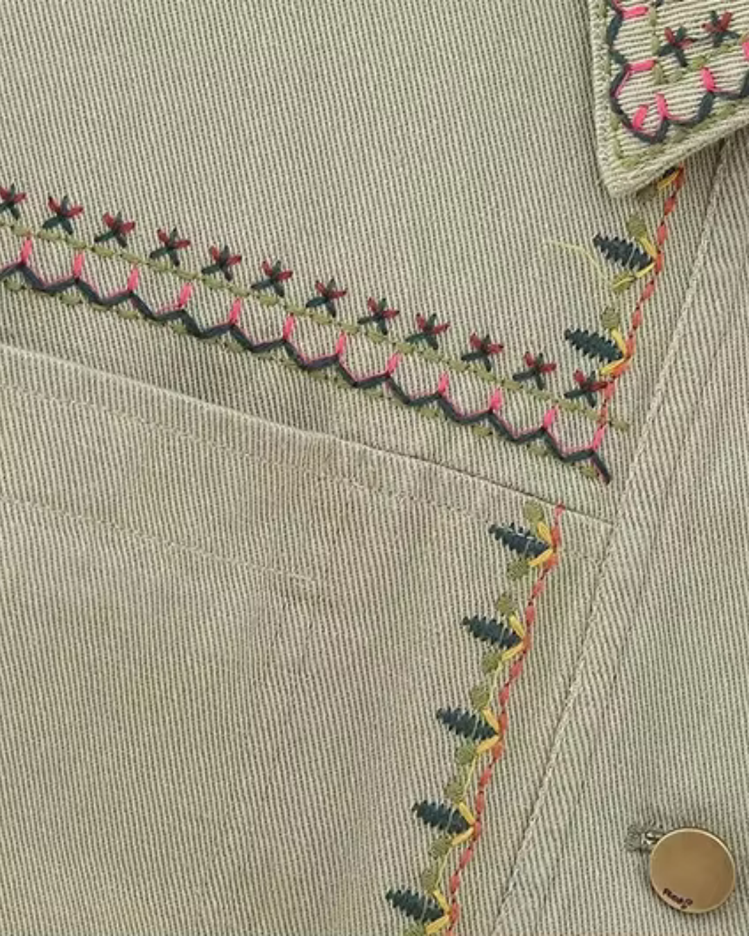 Herfst Mode Vintage Borduurwerk Denim Blouse voor Dames